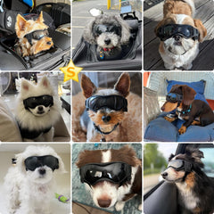PETLESO gafas para perros, armazón suave con ventilaciones para comodidad en paseos.