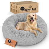 Petloox Cama Donut para Perro gris X-Grande: comodidad envolvente para siestas.