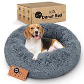 Petloox cama donut para perros redonda gris oscuro, refugio cómodo para siestas tranquilas