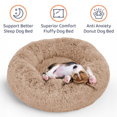 Petloox cama donut redonda: peluche extra suave para comodidad diaria.
