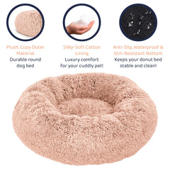 Petloox Donut Bed rosa grande, diseño elegante que complementa el hogar
