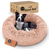 Petloox Donut Bed rosa grande, vista frontal, descanso cómodo y acogedor para tu perro