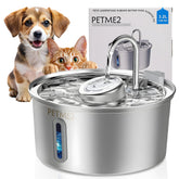 PETME2 fuente de mascotas en acero inoxidable, diseño duradero y elegante.