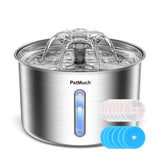 PetMuch fuente de agua para gatos con acero inoxidable y nivel de agua visible