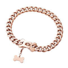 Collar cubano rosado-oro con ajuste para perros en crecimiento.