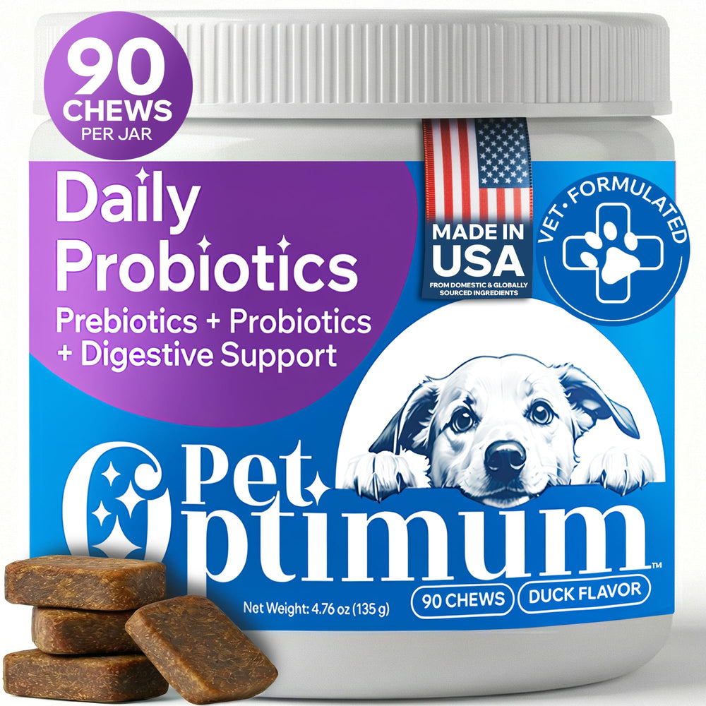 PetOptimum Probiotics para perros: bocaditos sabor pato que apoyan la salud intestinal.