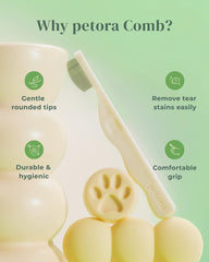 Petora Brush On Me, dientes finos para limpiar manchas de lágrimas con cuidado.