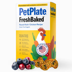 PetPlate Roost Rulin' Chicken: comida para perros de grado humano con colores visibles de ingredientes.