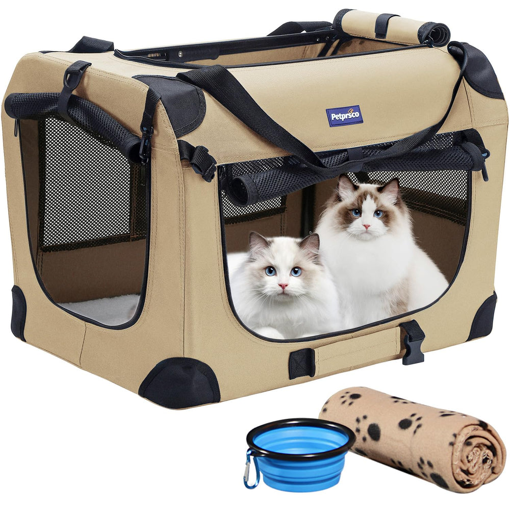 Petprsco caja transporte plegable para perro grande, ideal para viajes.