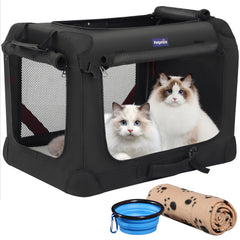 Petprsco transportín para gatos, vista lateral, comodidad para dos felinos durante viajes.