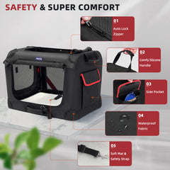 Petprsco transportín con malla de aire en cuatro lados para buena ventilación.