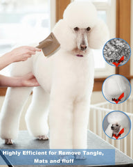 Petqueen cepillo con peine de acero inoxidable para limpieza rápida