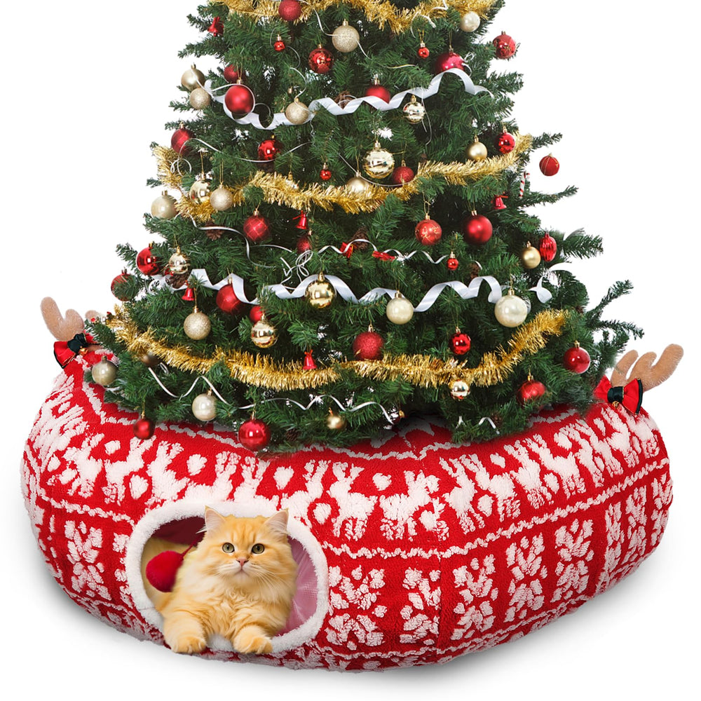 Petrendy túnel-gato-arbol-navidad: protege el árbol y ofrece diversión.