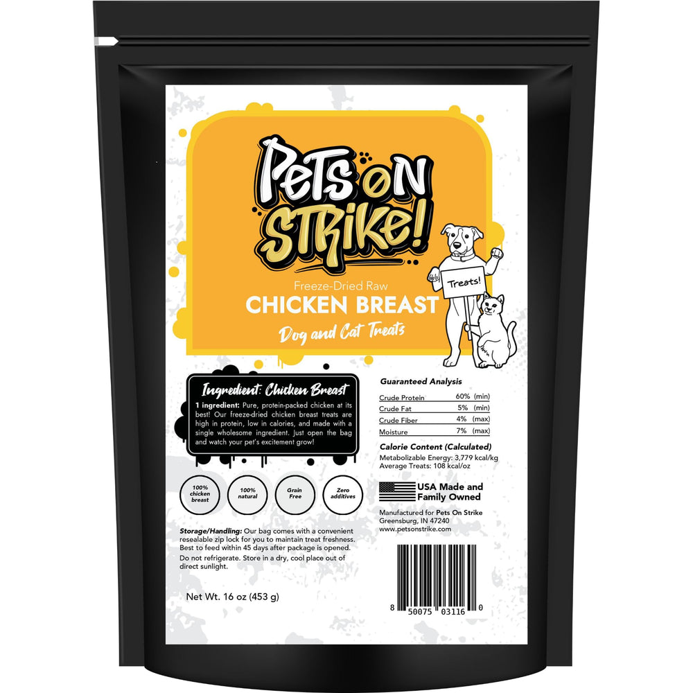 PETS ON STRIKE pechuga de pollo liofilizada para perros y gatos, snack natural