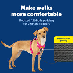PetSafe Easy Walk: arnés acolchado total para mayor confort en caminatas largas.