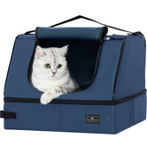 PETSFIT bandeja de arena portátil con tapa, ideal para viajes y hoteles sin derrames.