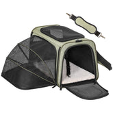 Transportín expandible Petsfit con malla ventilada para viajes.