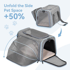 Petsfit Transportín Expandible, ventilación de malla para flujo de aire y visibilidad.