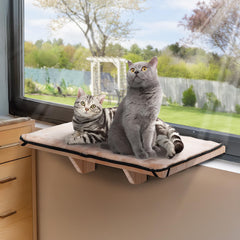 PETSFIT percha de ventana para gatos 2, vista frontal del soporte estable para dos felinos