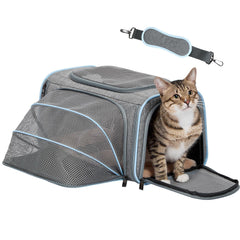 Portador Petsfit para gato pequeno expandible ofrece mayor espacio para dormir durante viajes