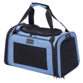 Transportín PETSFIT para mascotas bajo el asiento, ideal para viajar en avión.
