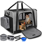 Transportín Petskd extragrande para gatos con cierre seguro, ideal para viajes.