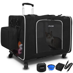 Transportín para gatos Petskd con ruedas de 360° para viajes suaves.