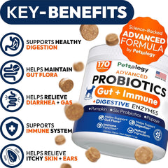 Petsology probióticos para perros, empaque de dos unidades, conveniente para el hogar.