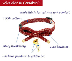 PetSoKoo collar gato con colgante pez, detalle japonés para personalizar su look.