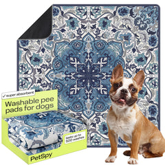 PetSpy alfombrilla lavable para perros con diseño ornamental; protege el suelo.