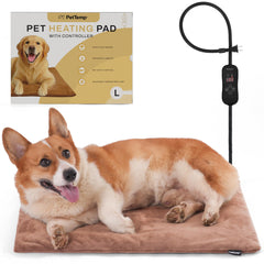PetTemp calefactor grande para perro en cama, calor suave y constante.