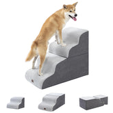 Pettycare escaleras para perro, 4 pasos, vista frontal, acceso estable a camas altas.