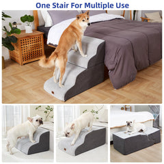 Pettycare escalera desmontable 3 niveles, configuración versátil para mascotas pequeñas.