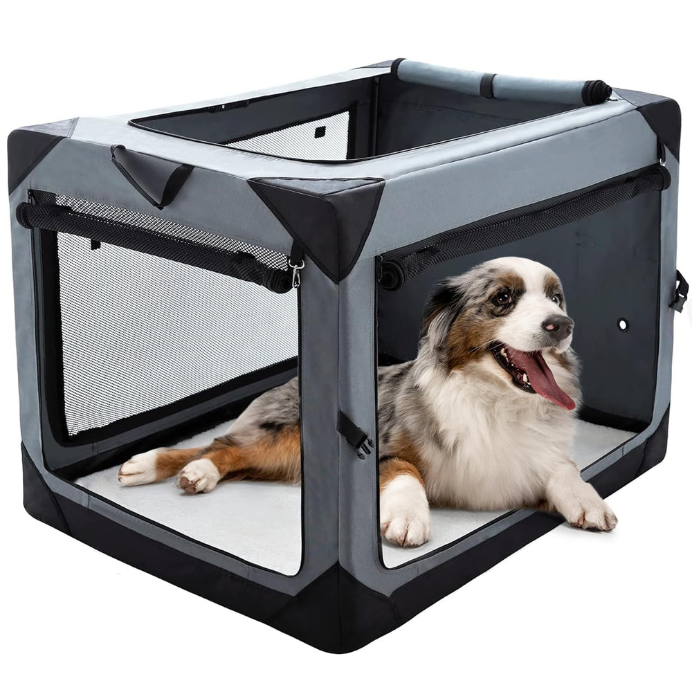 Pettycare jaula para perro grande plegable cuatro puertas, viaje seguro