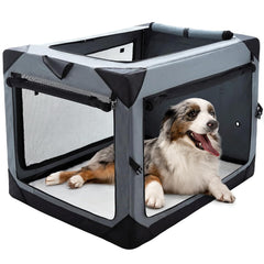 Pettycare jaula para perro grande plegable cuatro puertas, viaje seguro