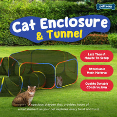 Pettzery túnel de gato, ventilado y cómodo para interior o exterior.