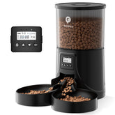 PETULTRA alimentador automático para 2 gatos, vista frontal, dos cuencos para comer al mismo tiempo, reduciendo disputas