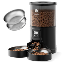 PETULTRA comedero automatico doble para gatos permite alimentar dos mascotas sin peleas.