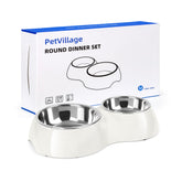 PetVillage conjunto doble de tazones para comida y agua, ideal para dos mascotas.
