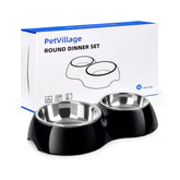 PetVillage Juego de cuencos dobles para perros, ideal para alimentarlos juntos.