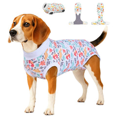 PetWarm camiseta recuperación perro con patrón dinosaurio, comodidad suave para el abdomen