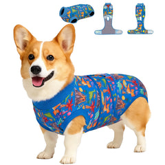 PetWarm traje protección perro azul, cómodo y práctico para recuperación.