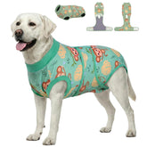 Traje PetWarm para perros con diseño mono verde 2XL, comodidad durante la recuperación