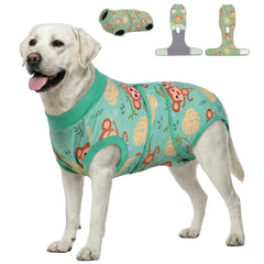 Traje PetWarm para perros con diseño mono verde 2XL, comodidad durante la recuperación