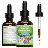 Petwellbeing Adrenal Harmony Gold, frasco de 2 oz para perros, apoyo suave a la función adrenal.