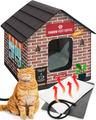 PETYELLA Deluxe Casa Gato, vista frontal cálida y acogedora para exteriores.