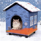 PETZOOKA casa gatos calefaccion base elevada, refugio cálido para exterior.