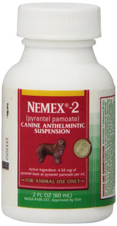 Pfizer Nemex-2, botella, tratamiento cómodo para eliminar gusanos en perros.