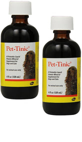 Pfizer Pet Tinic 4oz dos paquetes, botella visible para aporte diario de hierro y nutrición