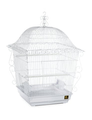 Jaula PH Prevue Hendryx Scrollwork blanca con amplio espacio para aves pequeñas.